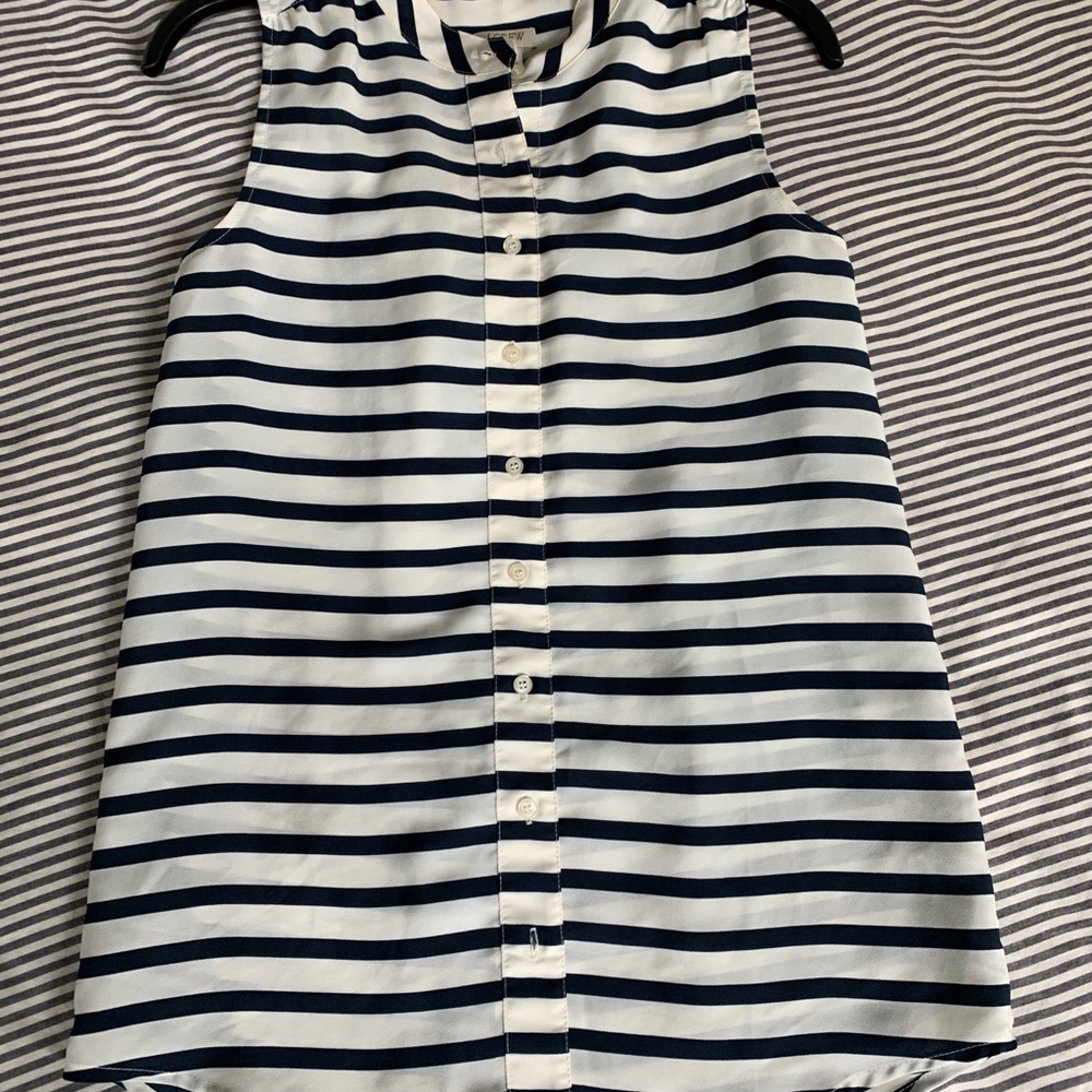 J. Crew Striped tank blouse navy ivory